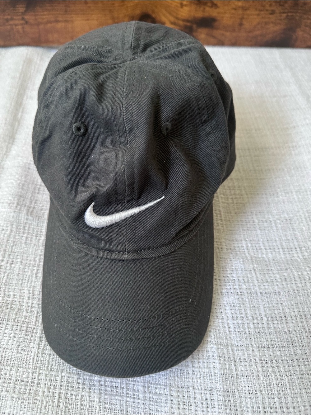 Child Nike Black Baseball Cap with White Swoosh